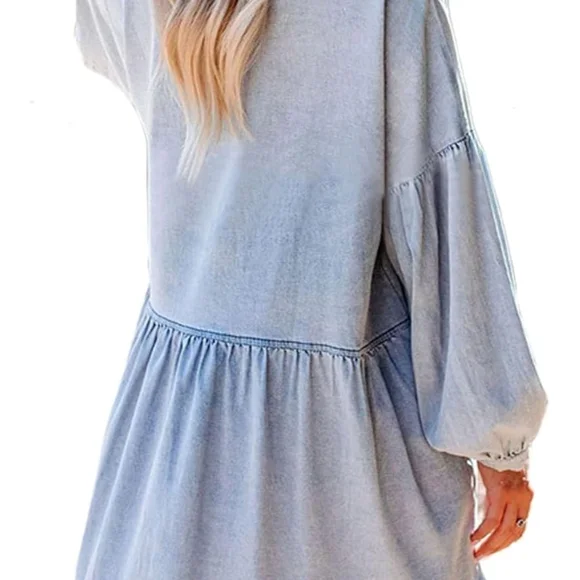 Women's Light Blue Button Down Shirt - Picture 2 of 5